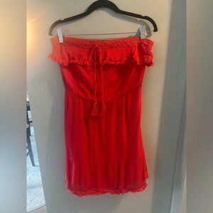 Lulu's Vibrant Red Strapless Dress